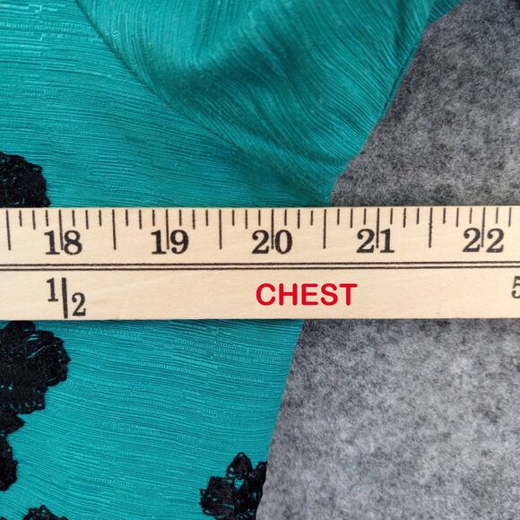 Silkland Embroidered Jacket Large Teal Green 100% Silk Floral Blazer Belted - Picture 4 of 10